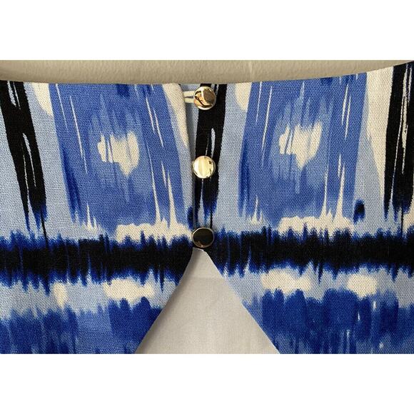 TAHARI Women’s Blue Ikat Print Linen Sheath Dress Plus Size 24W Resort Coastal - Picture 7 of 9